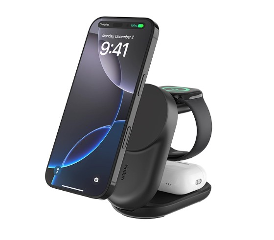 Belkin 25W QI2 3IN1 Foldable Charger (Round) 